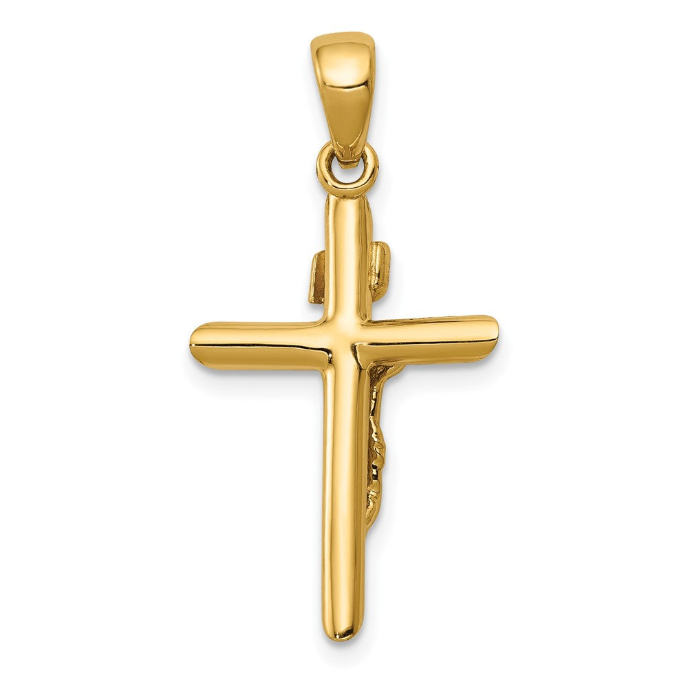 10K / 14K Yellow Gold Gold Polished 2-D Crucifix with Jesus on Cross Pendant - Product Photo