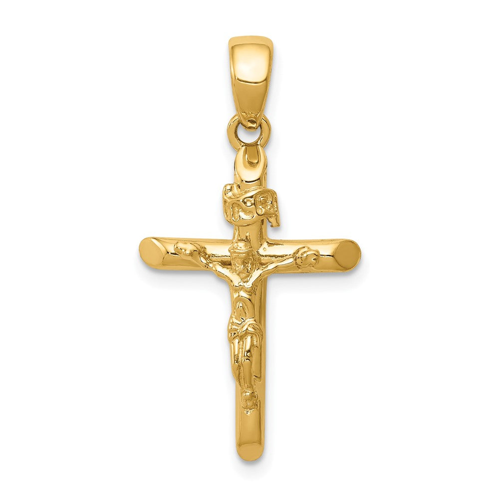 10K / 14K Yellow Gold Gold Polished 2-D Crucifix with Jesus on Cross Pendant - Product Photo