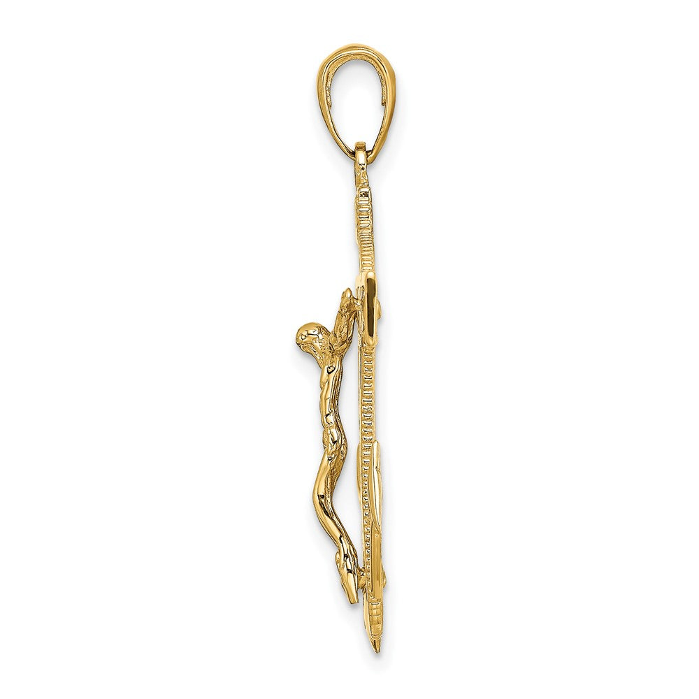10K / 14K Yellow Gold Polished Textured Mariners Crucifix Pendant - Product Photo