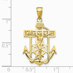 10K / 14K Yellow Gold Gold Polished & Textured Mini Mariners Crucifix Pendant - Product Photo