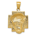 10K / 14K Yellow Gold Gold Polished 2-D Large Jesus Head with Crown Pendant - Product Photo