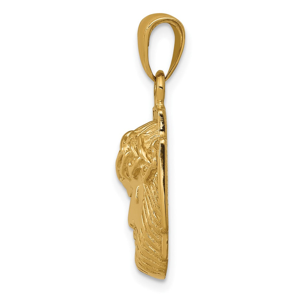 10K / 14K Yellow Gold Gold Polished 2-D Small Jesus Head with Crown Pendant - Product Photo