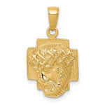 10K / 14K Yellow Gold Gold Polished 2-D Small Jesus Head with Crown Pendant - Product Photo