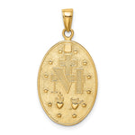 10K / 14K Yellow Gold Gold Satin and Polished Finish Miraculous Medal Pendant - Product Photo