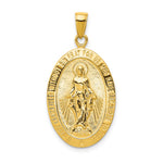 10K / 14K Yellow Gold Gold Satin and Polished Finish Miraculous Medal Pendant - Product Photo