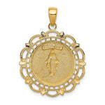 10K / 14K Yellow Gold Polished Miraculous Medal With Scallop Frame Pendant - Product Photo