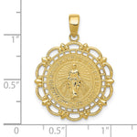 10K / 14K Yellow Gold Polished Miraculous Medal With Scallop Frame Pendant - Product Photo