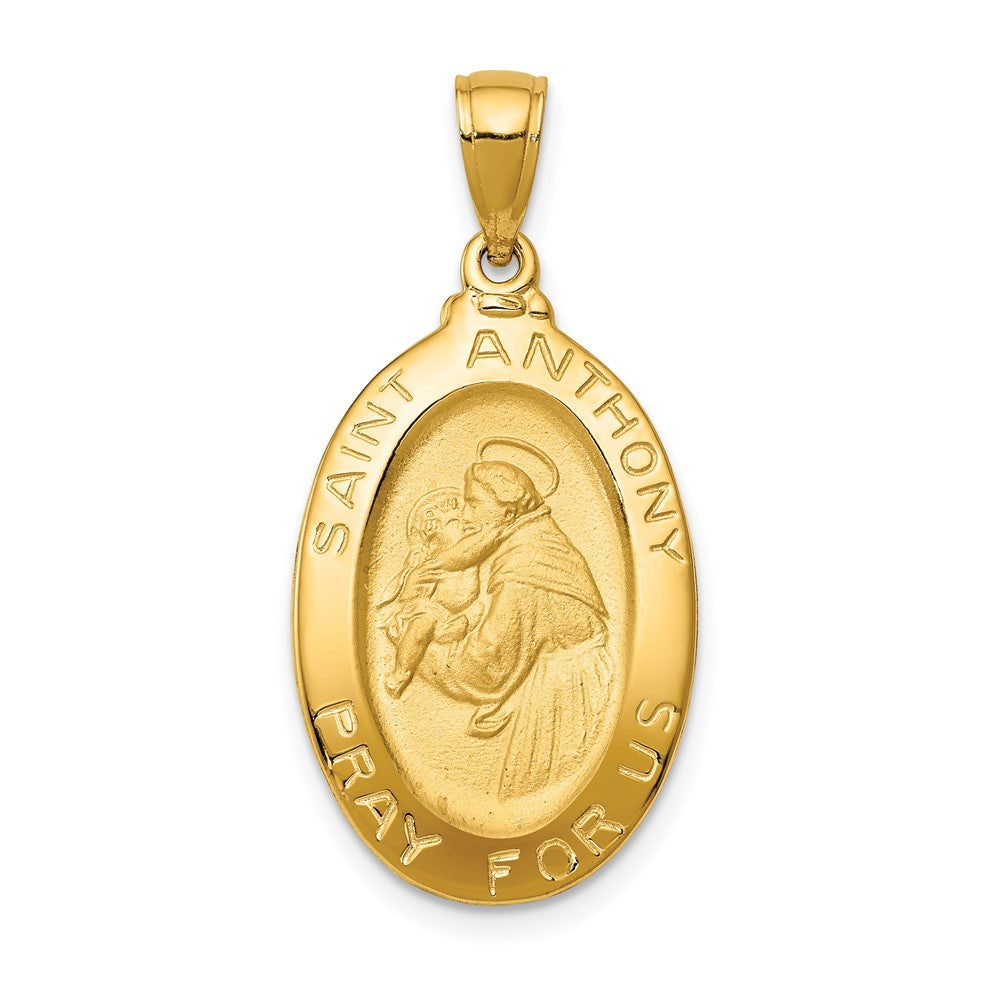 10K / 14K Yellow Gold Saint Anthony Oval Medal Pendant - Product Photo