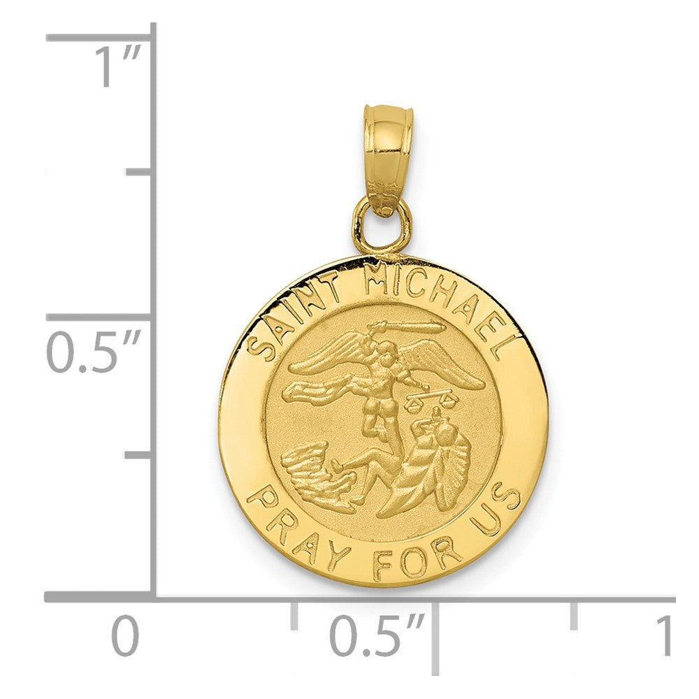10K / 14K Yellow Gold Saint Michael Medal Pendant - Product Photo