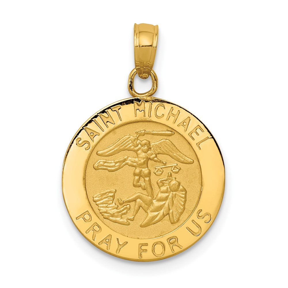 10K / 14K Yellow Gold Saint Michael Medal Pendant - Product Photo