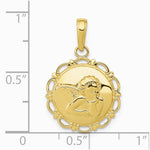 10K / 14K Yellow Gold Gold Polished Angel/Cherub on Round Scallop Frame Pendant - Product Photo