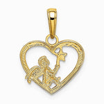10K / 14K Yellow with Rhodium with Rhodium Angel in Heart w/ Star Pendant - Product Photo