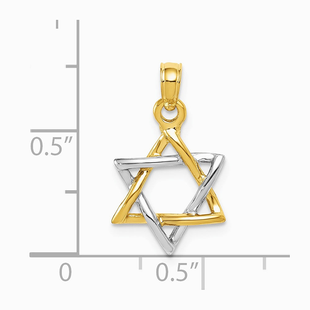 10K / 14K Two-tone Polished Star of David Pendant - Product Photo