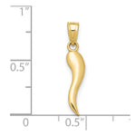10K / 14K Yellow Gold Italian Horn Pendant - Product Photo