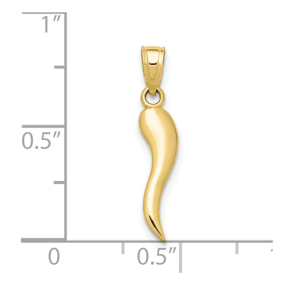 10K / 14K Yellow Gold Italian Horn Pendant - Product Photo