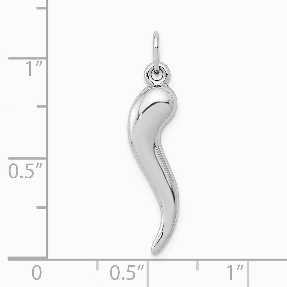 10K / 14K White Gold Italian Horn Charm - Product Photo