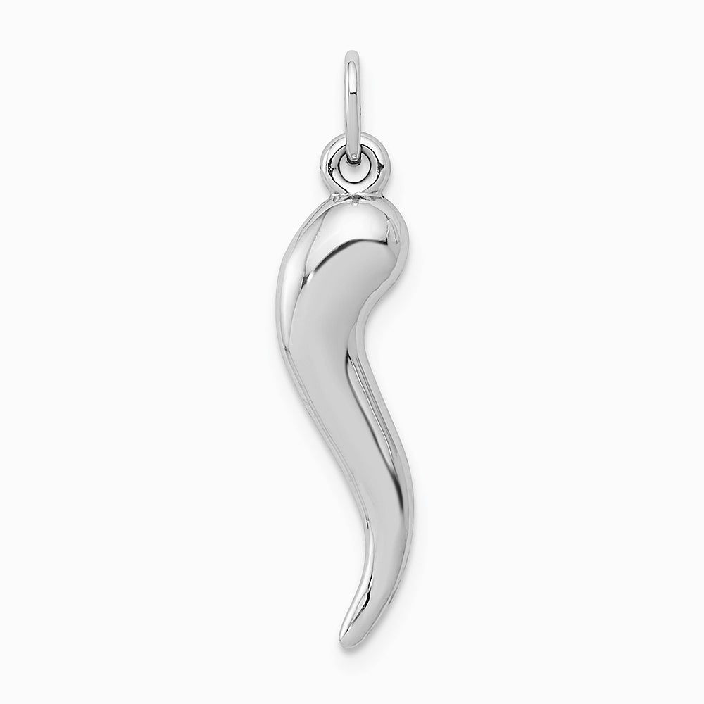 10K / 14K White Gold Italian Horn Charm - Product Photo