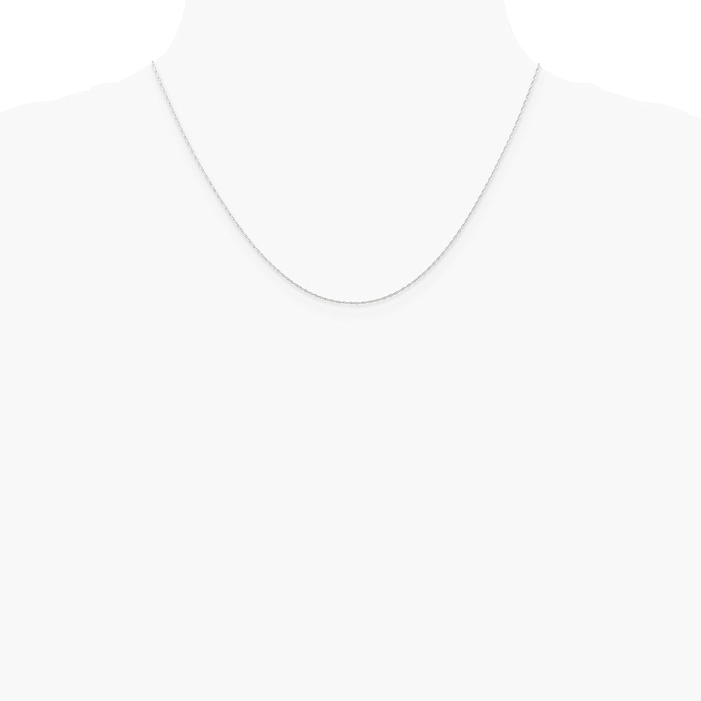 10K White Gold .5mm Carded Cable Rope Chain Necklace 16"-24" - Product Photo