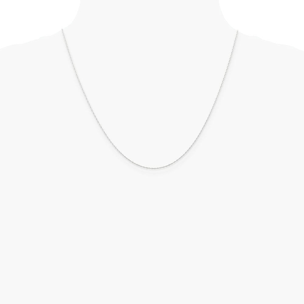 10K White Gold .5mm Carded Cable Rope Chain Necklace 16"-24" - Product Photo