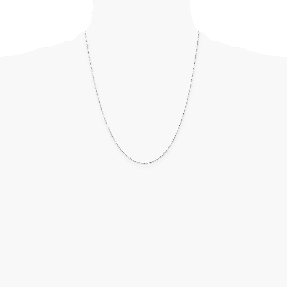 10K White Gold .5mm Carded Cable Rope Chain Necklace 16"-24" - Product Photo