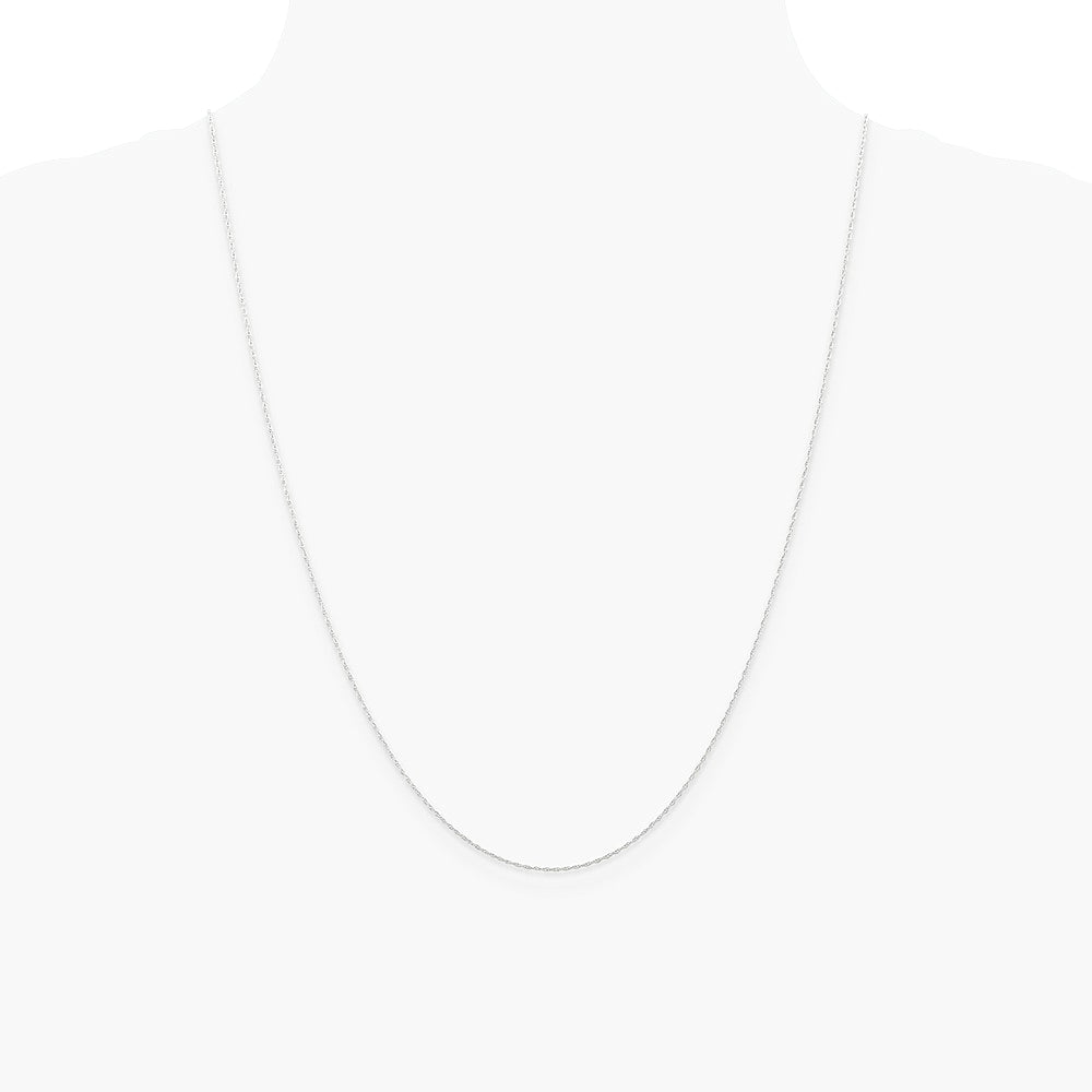10K White Gold .5mm Carded Cable Rope Chain Necklace 16"-24" - Product Photo