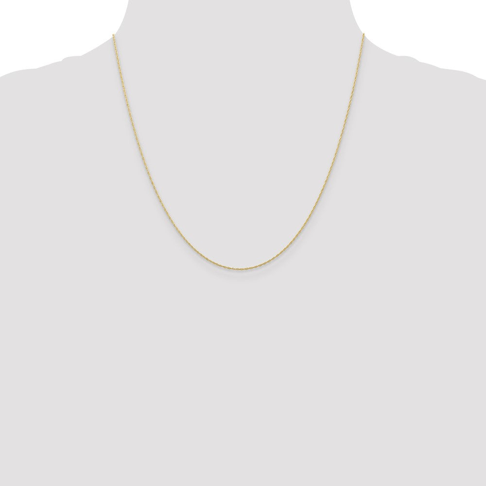 10K Yellow Gold .5mm Carded Cable Rope Chain Necklace 16"-24" - Product Photo