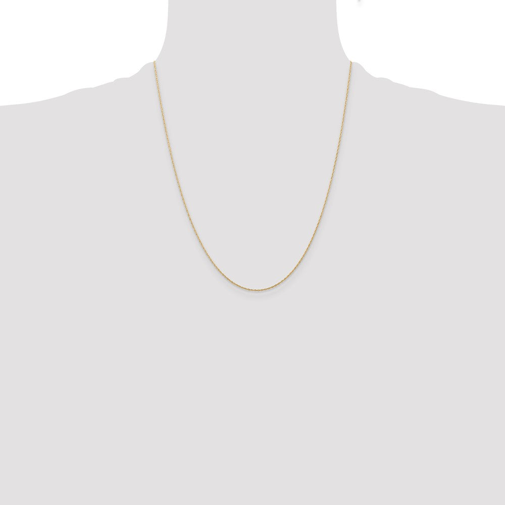 10K Yellow Gold .5mm Carded Cable Rope Chain Necklace 16"-24" - Product Photo
