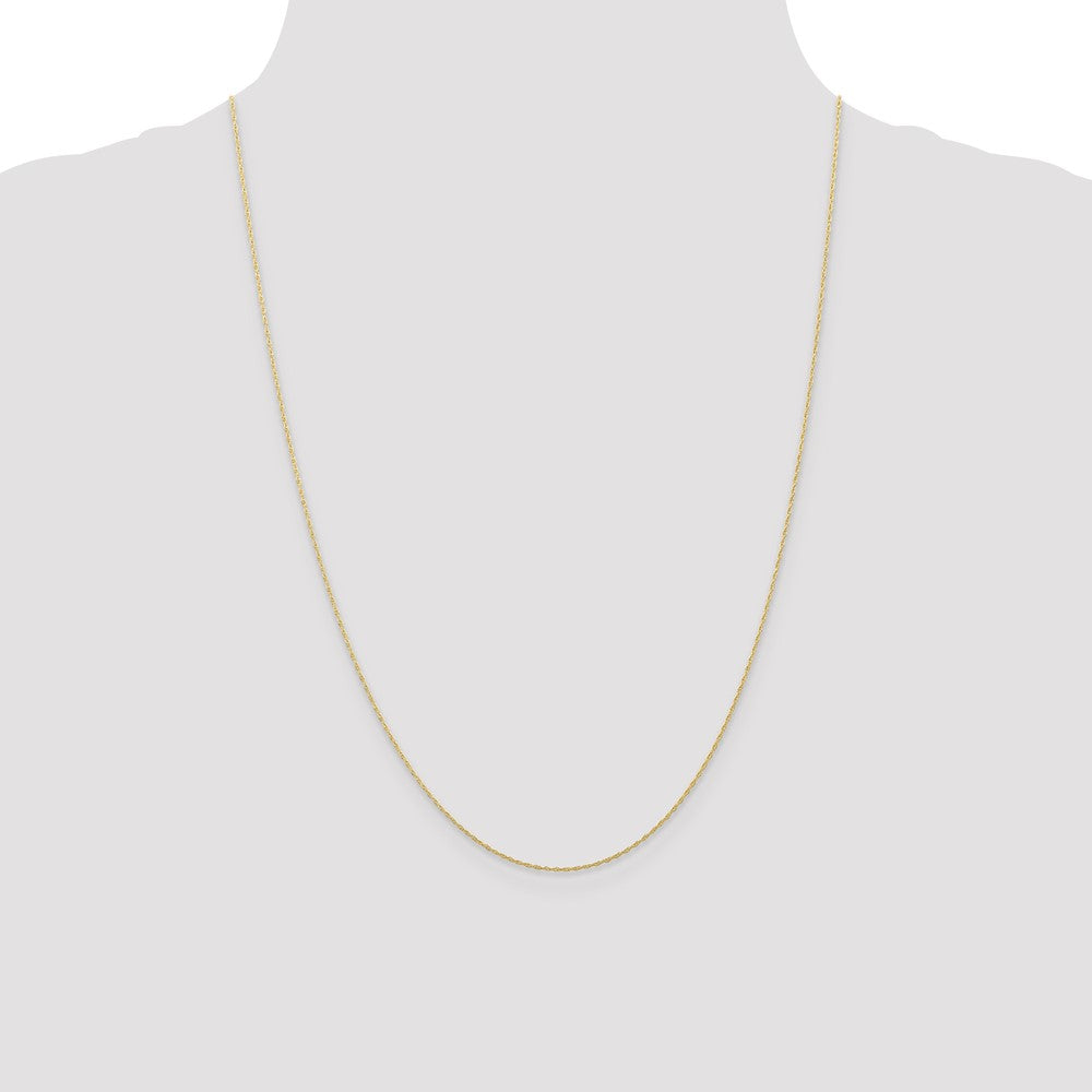 10K Yellow Gold .5mm Carded Cable Rope Chain Necklace 16"-24" - Product Photo