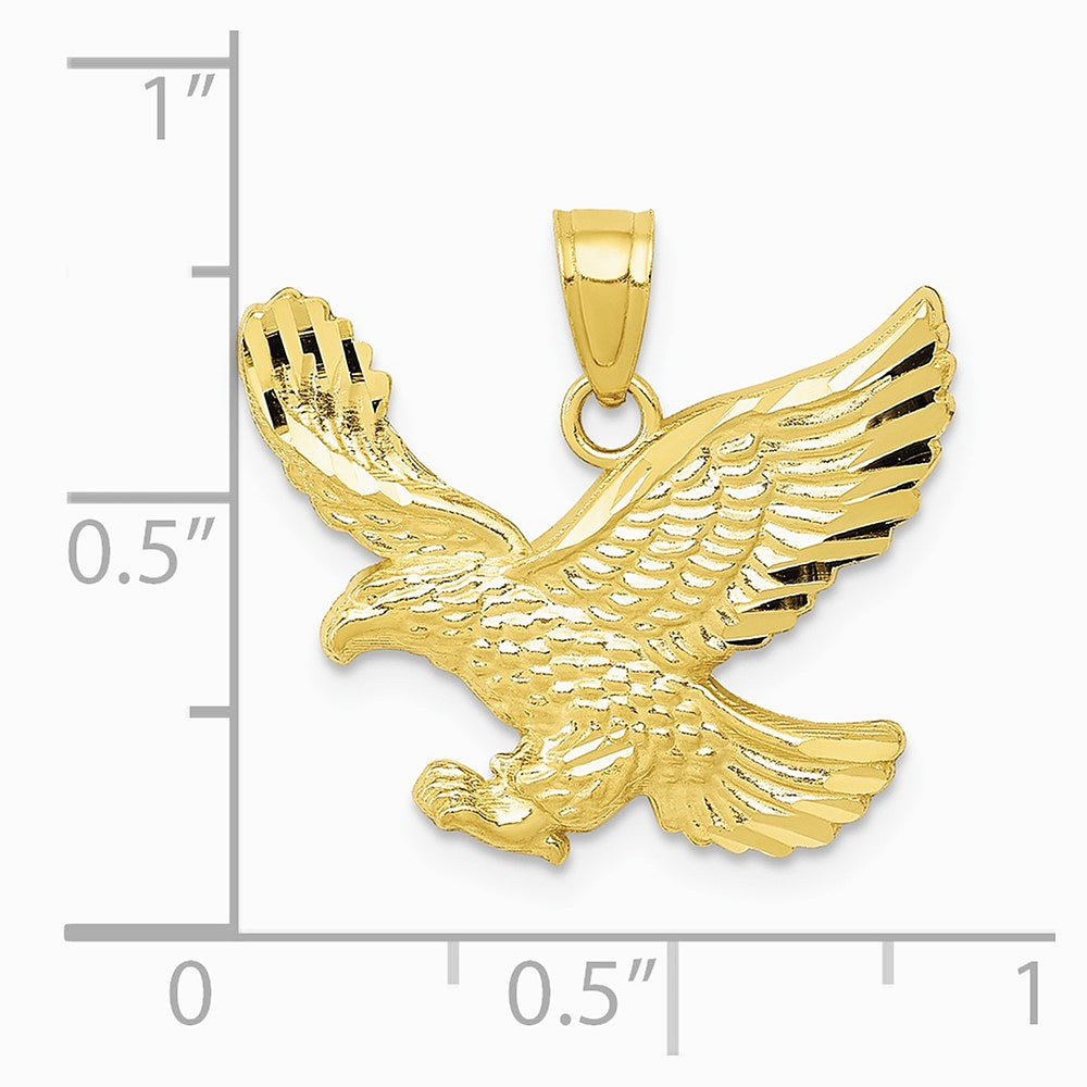 10K / 14K Yellow Gold Diamond-cut Eagle Pendant - Product Photo