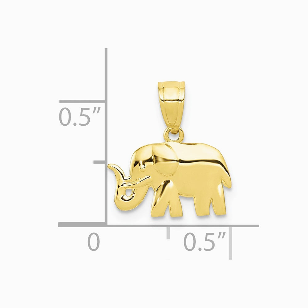 10K / 14K Yellow Gold Polished Elephant Pendant - Product Photo