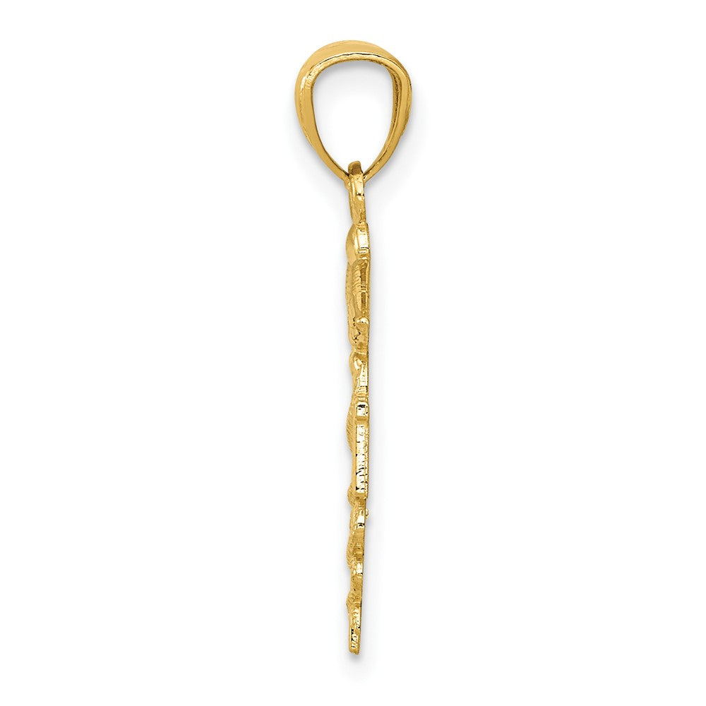 10K / 14K Yellow Gold Diamond-cut Polished RN Nurse Pendant - Product Photo