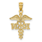 10K / 14K Yellow Gold Diamond-cut Polished RN Nurse Pendant - Product Photo