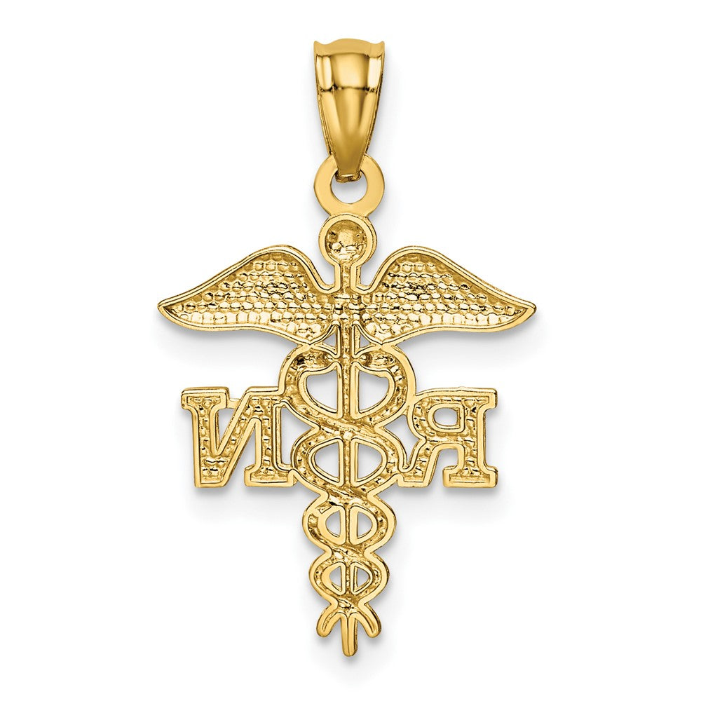 10K / 14K Yellow Gold Diamond-cut Polished RN Nurse Pendant - Product Photo