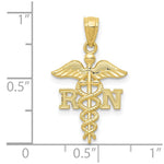 10K / 14K Yellow Gold Diamond-cut Polished RN Nurse Pendant - Product Photo