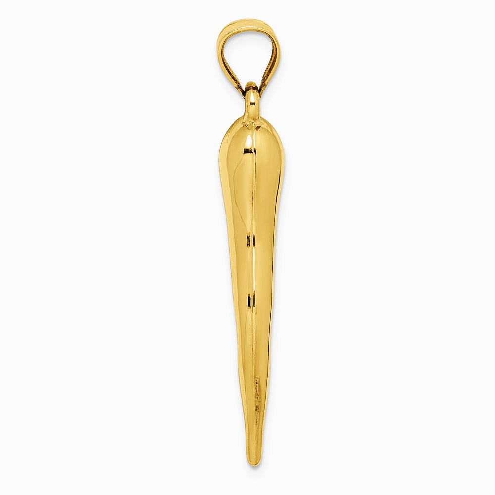 10K / 14K Yellow Gold Hollow Italian Horn Pendant - Product Photo