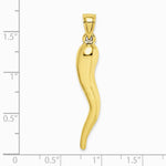 10K / 14K Yellow Gold Hollow Italian Horn Pendant - Product Photo