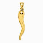 10K / 14K Yellow Gold Hollow Italian Horn Pendant - Product Photo