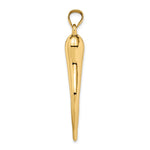 10K / 14K Yellow Gold Hollow Italian Horn Pendant - Product Photo
