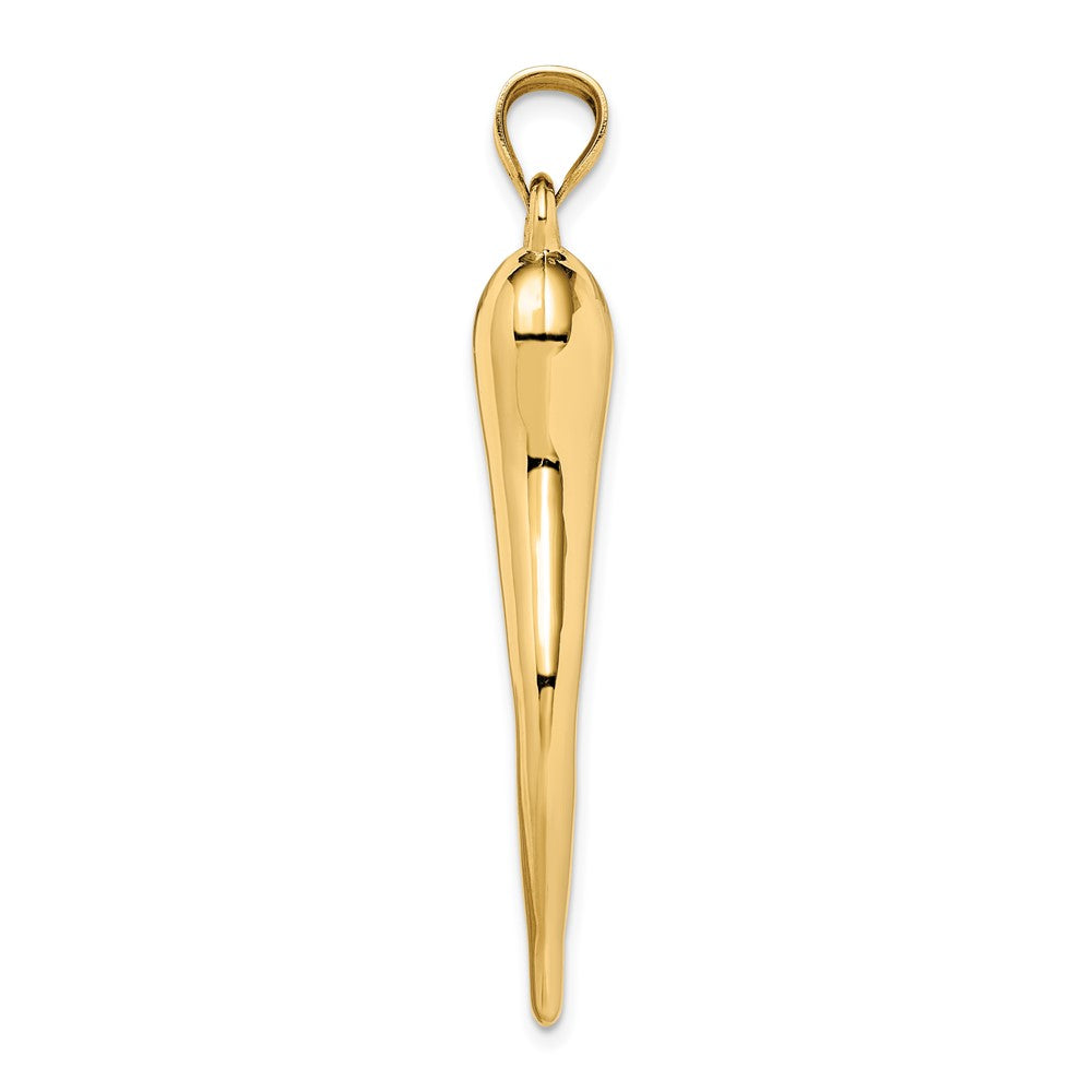 10K / 14K Yellow Gold Hollow Italian Horn Pendant - Product Photo