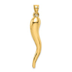 10K / 14K Yellow Gold Hollow Italian Horn Pendant - Product Photo
