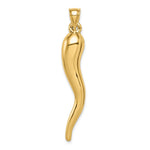 10K / 14K Yellow Gold Hollow Italian Horn Pendant - Product Photo