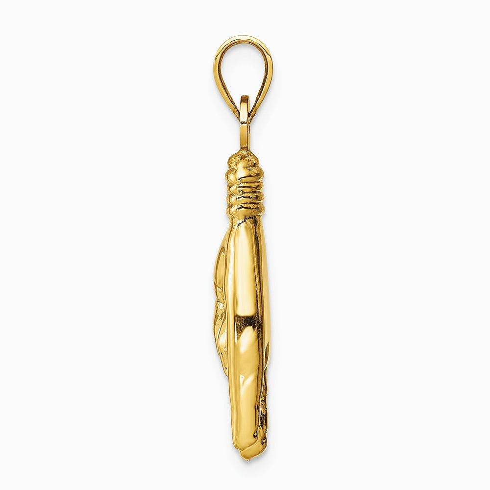 10K / 14K Yellow Gold 3D Hollow Rock On Sign Charm - Product Photo