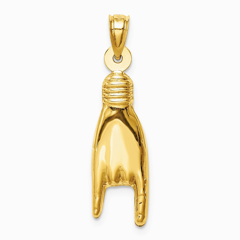 10K / 14K Yellow Gold 3D Hollow Rock On Sign Charm - Product Photo