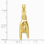 10K / 14K Yellow Gold 3D Hollow Rock On Sign Charm - Product Photo