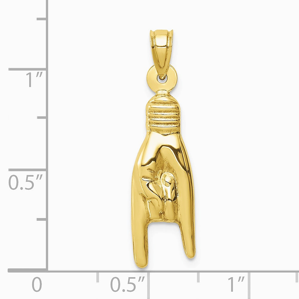 10K / 14K Yellow Gold 3D Hollow Rock On Sign Charm - Product Photo