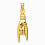 10K / 14K Yellow Gold 3D Hollow Rock On Sign Charm - Product Photo