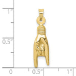 10K / 14K Yellow Gold 3D Hollow Rock On Sign Charm - Product Photo