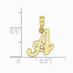 10K / 14K Yellow Gold Polished A Script Initial Charm - Product Photo