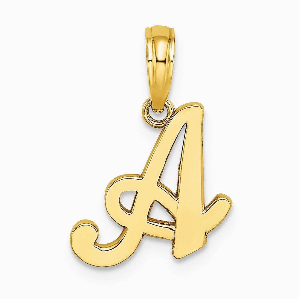 10K / 14K Yellow Gold Polished A Script Initial Charm - Product Photo