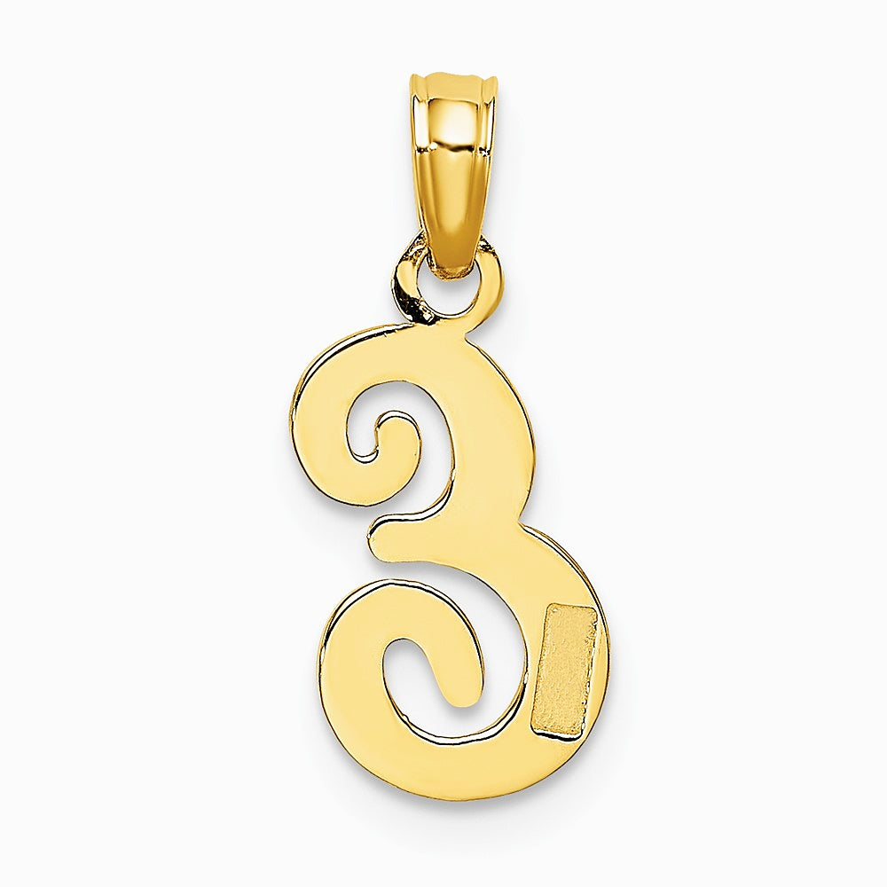 10K / 14K Yellow Gold Polished E Script Initial Charm - Product Photo